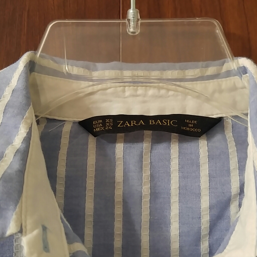 Zara Basic Striped Button Up Size X-Small - image 2